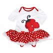 White Baby Bodysuit Minnie Dots White Pettiskirt & Red Rosettes Beetle Print JS4504